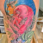 Фото тату розовый фламинго 26,09,2021 - №0393 - flamingo tattoo - tatufoto.com