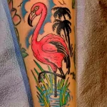Фото тату розовый фламинго 26,09,2021 - №0396 - flamingo tattoo - tatufoto.com