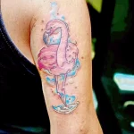 Фото тату розовый фламинго 26,09,2021 - №0488 - flamingo tattoo - tatufoto.com