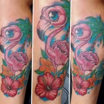 Фото тату розовый фламинго 26,09,2021 - №0568 - flamingo tattoo - tatufoto.com