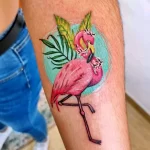 Фото тату розовый фламинго 26,09,2021 - №0571 - flamingo tattoo - tatufoto.com