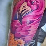 Фото тату розовый фламинго 26,09,2021 - №0671 - flamingo tattoo - tatufoto.com