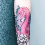 Фото тату розовый фламинго 26,09,2021 - №0713 - flamingo tattoo - tatufoto.com