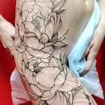 Фото пример рисунка тату цветок пион 16,10,2021 - №0067 - peony tattoo - tatufoto.com