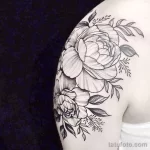 Фото пример рисунка тату цветок пион 16,10,2021 - №0079 - peony tattoo - tatufoto.com