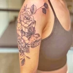 Фото пример рисунка тату цветок пион 16,10,2021 - №0147 - peony tattoo - tatufoto.com