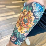 Фото пример рисунка тату цветок пион 16,10,2021 - №0152 - peony tattoo - tatufoto.com