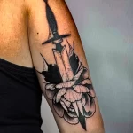 Фото пример рисунка тату цветок пион 16,10,2021 - №0181 - peony tattoo - tatufoto.com