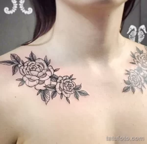 Фото пример рисунка тату цветок пион 16,10,2021 - №0182 - peony tattoo - tatufoto.com