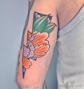 Фото пример рисунка тату цветок пион 16,10,2021 - №0183 - peony tattoo - tatufoto.com