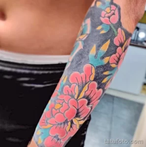 Фото пример рисунка тату цветок пион 16,10,2021 - №0184 - peony tattoo - tatufoto.com