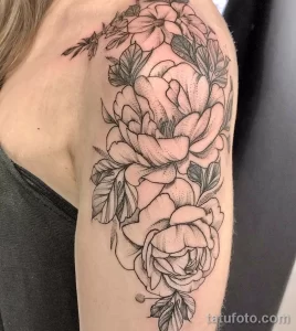 Фото пример рисунка тату цветок пион 16,10,2021 - №0190 - peony tattoo - tatufoto.com