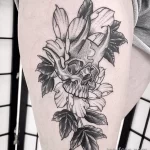 Фото пример рисунка тату цветок пион 16,10,2021 - №0214 - peony tattoo - tatufoto.com