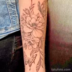 Фото пример рисунка тату цветок пион 16,10,2021 - №0235 - peony tattoo - tatufoto.com