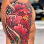 Фото пример рисунка тату цветок пион 16,10,2021 - №0275 - peony tattoo - tatufoto.com
