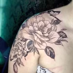 Фото пример рисунка тату цветок пион 16,10,2021 - №0291 - peony tattoo - tatufoto.com