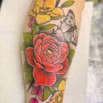 Фото пример рисунка тату цветок пион 16,10,2021 - №0298 - peony tattoo - tatufoto.com