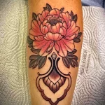 Фото пример рисунка тату цветок пион 16,10,2021 - №0309 - peony tattoo - tatufoto.com