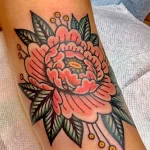 Фото пример рисунка тату цветок пион 16,10,2021 - №0316 - peony tattoo - tatufoto.com