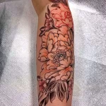 Фото пример рисунка тату цветок пион 16,10,2021 - №0317 - peony tattoo - tatufoto.com