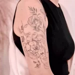 Фото пример рисунка тату цветок пион 16,10,2021 - №0399 - peony tattoo - tatufoto.com