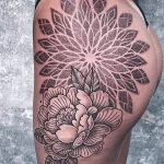 Фото пример рисунка тату цветок пион 16,10,2021 - №0410 - peony tattoo - tatufoto.com