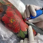 Фото пример рисунка тату цветок пион 16,10,2021 - №0419 - peony tattoo - tatufoto.com