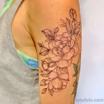 Фото пример рисунка тату цветок пион 16,10,2021 - №0432 - peony tattoo - tatufoto.com