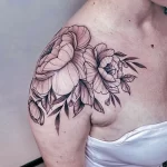 Фото пример рисунка тату цветок пион 16,10,2021 - №0438 - peony tattoo - tatufoto.com