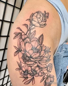 Фото пример рисунка тату цветок пион 16,10,2021 - №0443 - peony tattoo - tatufoto.com