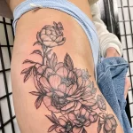 Фото пример рисунка тату цветок пион 16,10,2021 - №0444 - peony tattoo - tatufoto.com