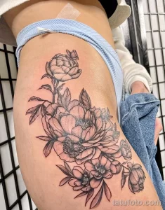 Фото пример рисунка тату цветок пион 16,10,2021 - №0444 - peony tattoo - tatufoto.com
