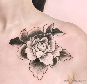 Фото пример рисунка тату цветок пион 16,10,2021 - №0445 - peony tattoo - tatufoto.com