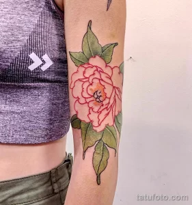 Фото пример рисунка тату цветок пион 16,10,2021 - №0448 - peony tattoo - tatufoto.com