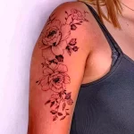 Фото пример рисунка тату цветок пион 16,10,2021 - №0449 - peony tattoo - tatufoto.com