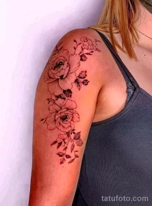 Фото пример рисунка тату цветок пион 16,10,2021 - №0449 - peony tattoo - tatufoto.com