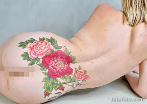 Фото пример рисунка тату цветок пион 16,10,2021 - №0451 - peony tattoo - tatufoto.com