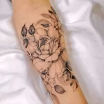 Фото пример рисунка тату цветок пион 16,10,2021 - №0482 - peony tattoo - tatufoto.com