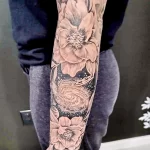 Фото пример рисунка тату цветок пион 16,10,2021 - №0491 - peony tattoo - tatufoto.com