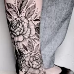 Фото пример рисунка тату цветок пион 16,10,2021 - №0535 - peony tattoo - tatufoto.com
