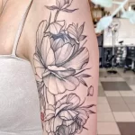 Фото пример рисунка тату цветок пион 16,10,2021 - №0596 - peony tattoo - tatufoto.com