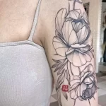 Фото пример рисунка тату цветок пион 16,10,2021 - №0597 - peony tattoo - tatufoto.com