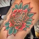 Фото пример рисунка тату цветок пион 16,10,2021 - №0759 - peony tattoo - tatufoto.com