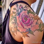 Фото пример рисунка тату цветок пион 16,10,2021 - №0778 - peony tattoo - tatufoto.com