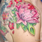 Фото пример рисунка тату цветок пион 16,10,2021 - №0780 - peony tattoo - tatufoto.com