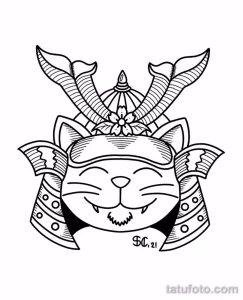 Эскиз для татуировки с кошкой 14,11,2021 - №0233 - sketch of cat tattoo - tatufoto.com