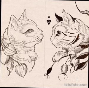 Эскиз для татуировки с кошкой 14,11,2021 - №0237 - sketch of cat tattoo - tatufoto.com