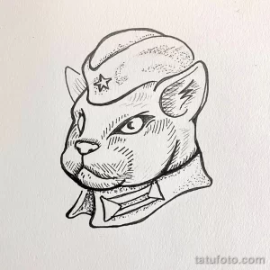 Эскиз для татуировки с кошкой 14,11,2021 - №0238 - sketch of cat tattoo - tatufoto.com