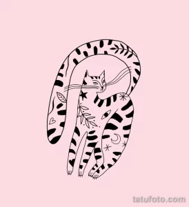 Эскиз для татуировки с кошкой 14,11,2021 - №0242 - sketch of cat tattoo - tatufoto.com