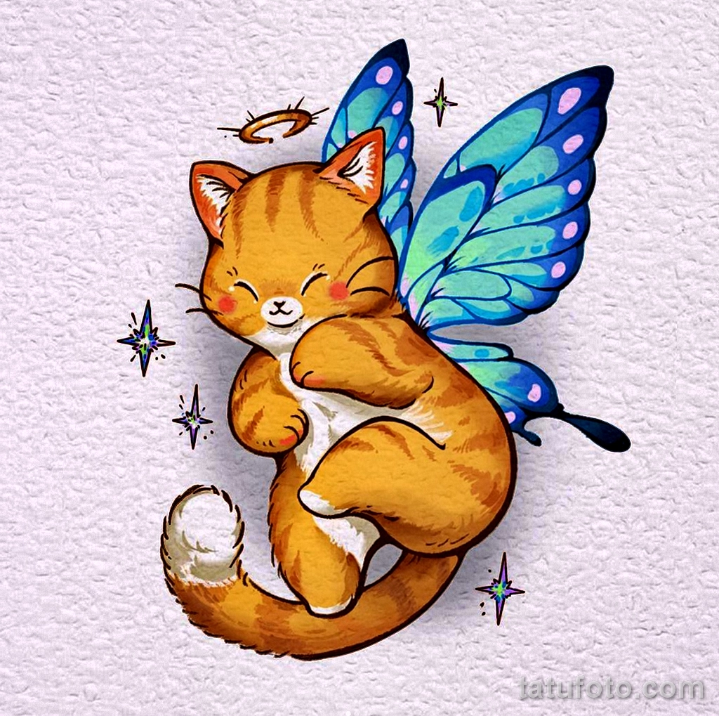 Эскиз для татуировки с кошкой 14,11,2021 - №0244 - sketch of cat tattoo - tatufoto.com